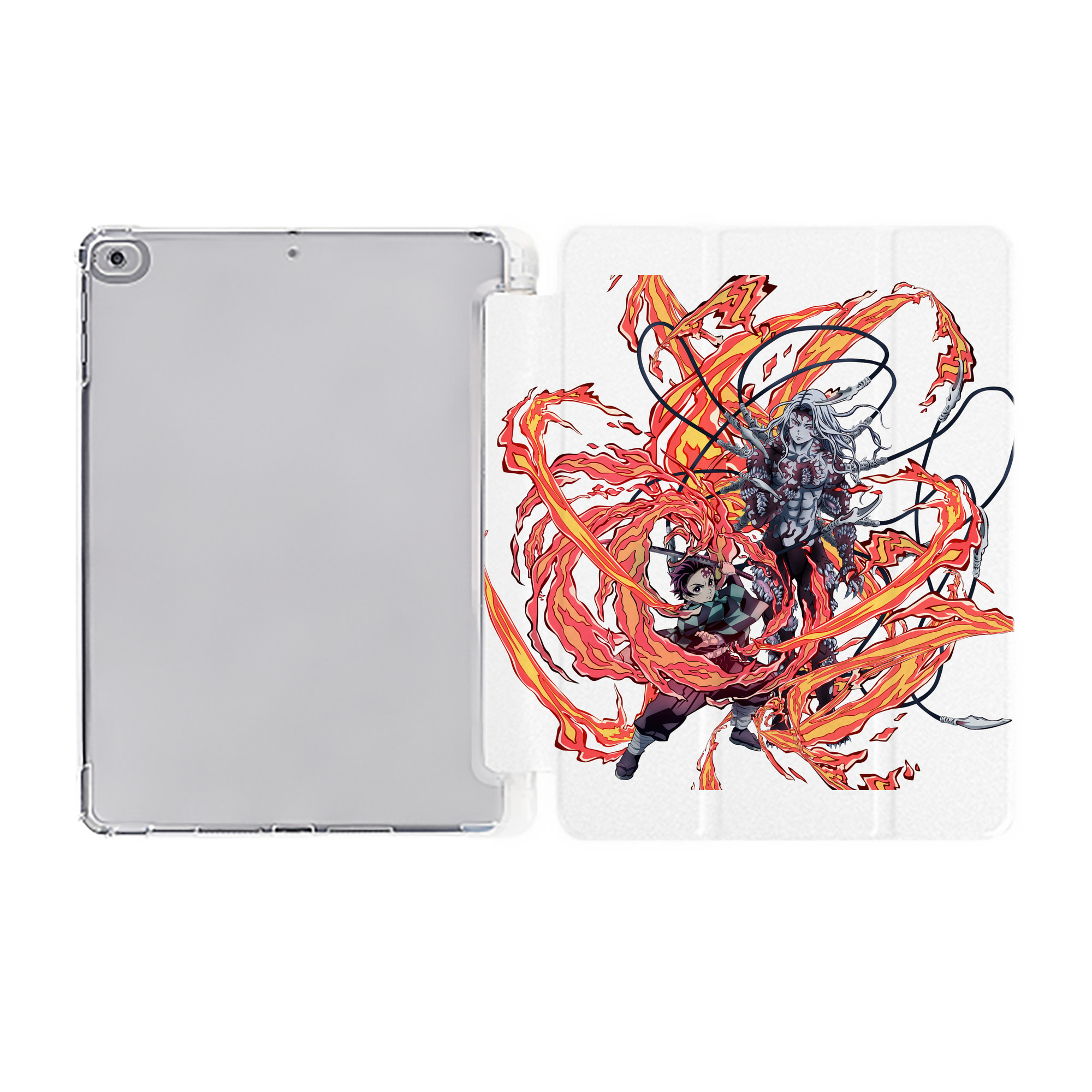 （画像用） 鬼滅の刃 竈門 炭治郎／かまど たんじろう Kamado Tanjirou IPad ケース ペン収納付き 三つ折りスタンド PUレザー×シリコン 対応機種9.5/10.5/10.9インチ